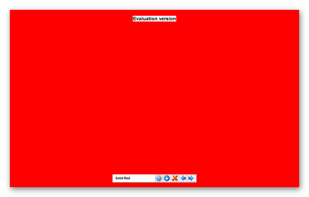 Тестирование отображения цветов путем заполнения экрана сплошным цветом в PassMark MonitorTest